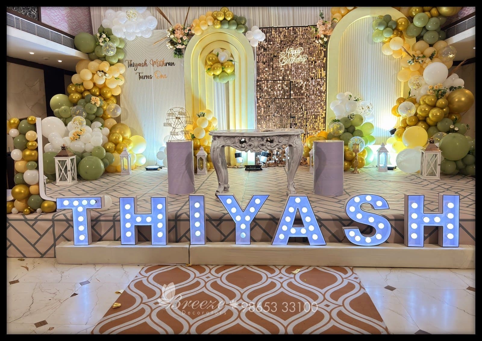 THIYASH MITHRAN's 1st Birthday Decoration by Breeze Decorators at Hash Six Hotels, Coimbatore – A Magical Celebration - Original Full Size Photo 1
