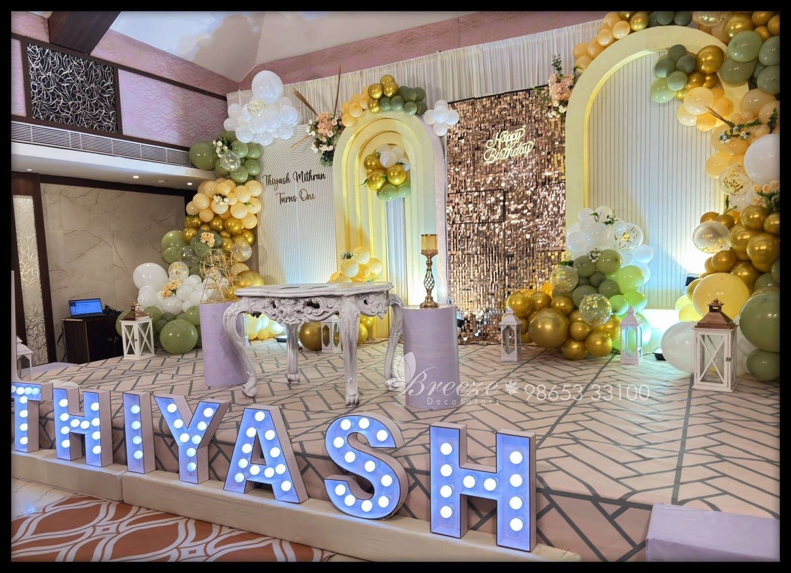 THIYASH MITHRAN's 1st Birthday Decoration by Breeze Decorators at Hash Six Hotels, Coimbatore – A Magical Celebration - Original Full Size Photo 9