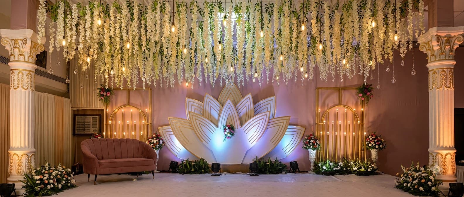 Royal Couple Seating & Velvet Stage Styling
